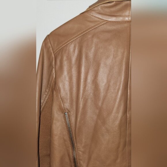 Trouve Brown Genuine Leather Asymmetrical Jacket - Picture 7 of 11